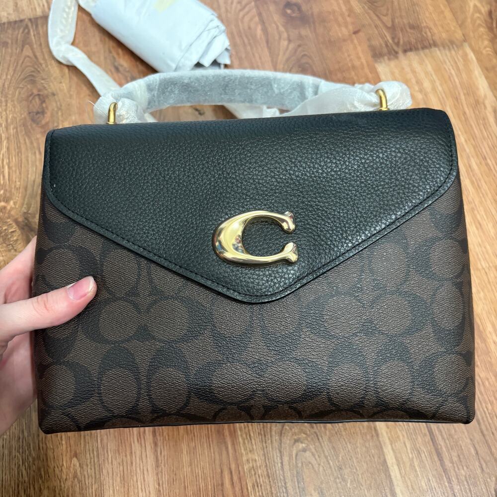 NEW Coach Signature Tammie Logo Flap Gold Chain Strap Crossbody Shoulder Bag - Picture 2 of 10